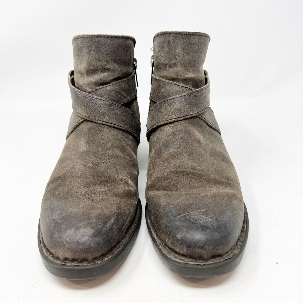 BORN Brown Suede Side Zip Boots with Buckle Women's Size 7.5 - Picture 5 of 8